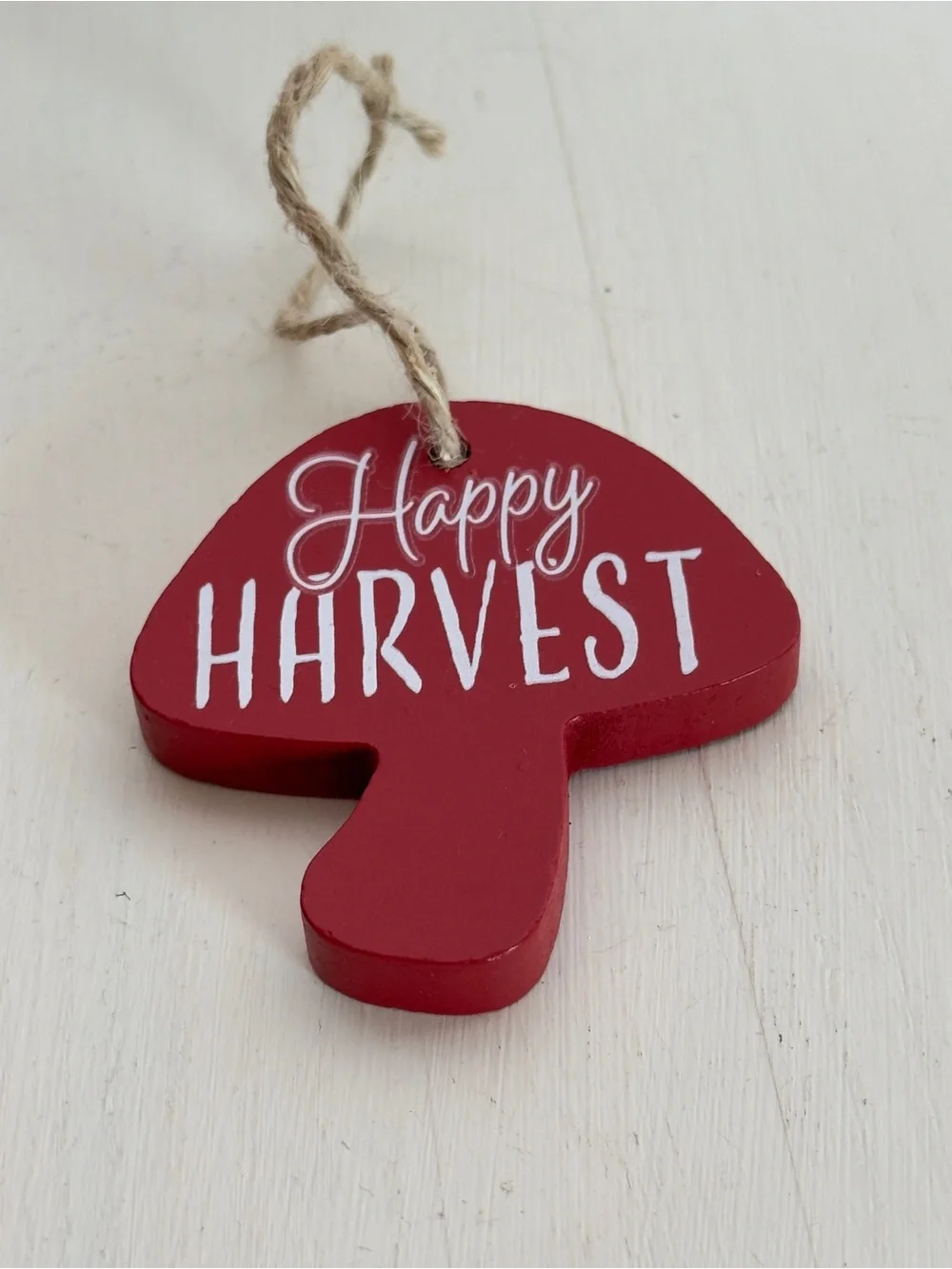 Happy Harvest Mushroom Wood Ornament